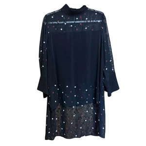 IC by Connie K Dotted Motif Tunic Top Womens XL Multicolor Art To Wear Blouse - Picture 1 of 7