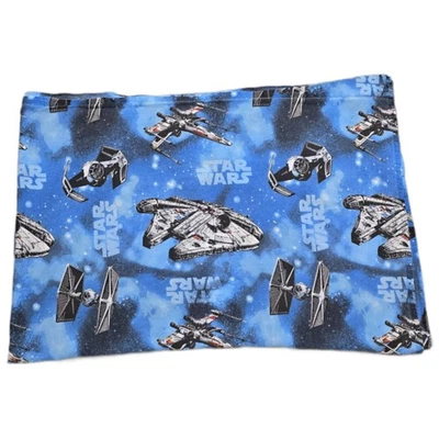 Antigo 1980 Star Wars Twin Flat Sheet Azul Millennium Falcon X Wing Tie Fighter - Imagem 1 de 4