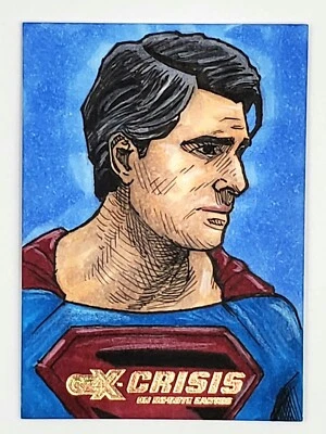 Cryptozoic Czx Crisis Sur Infinite Earths Superman 1/1 Sketch Par Jerry Bennett - Photo 1/3