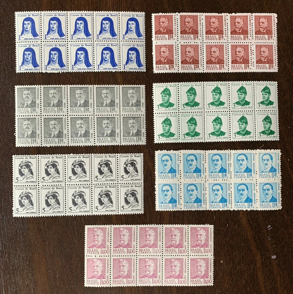 Estampillas de Brasil 1967 como nuevas bloques tiras personalidades famosas muchas con marcas de agua Foto 1 de 4