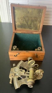 Kelvin And Hughes Antico Ottone Vintage Londra Sestante In Scatola Originale Nautica - Foto 1 di 16