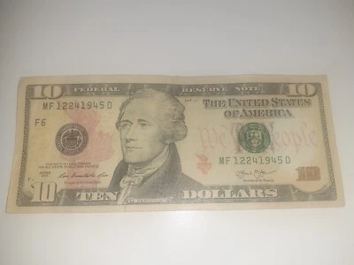 December 24th, 1945 (MF12241945D) 2013 $10 Fancy Serial Number Birthday Note - Image 1 of 2