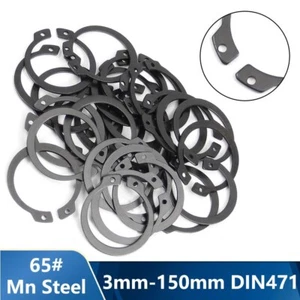 65# Mn Steel Black External Circlips Retaining Rings Snap CirClip 3-150mm DIN471 - Picture 1 of 76