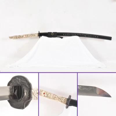 Espada Katana Diente de Dragón Huesa: Acero Doblado 1095 con Arcilla Gunome Templada Foto 1 de 4