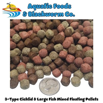 AQUATIC FOODS 3-Type Large Cichlid and Color Enhancing Mixed Pellets GB-670