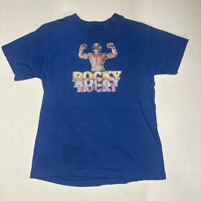 Винтажная большая ~ мужская рубашка Rocky Balboa L синяя - Изображение 1 из 4