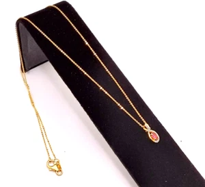 Collar Colgante Premium Ouro Fino Rubelita y Circón Blanco Oro Amarillo Vermeil - Imagen 1 de 6