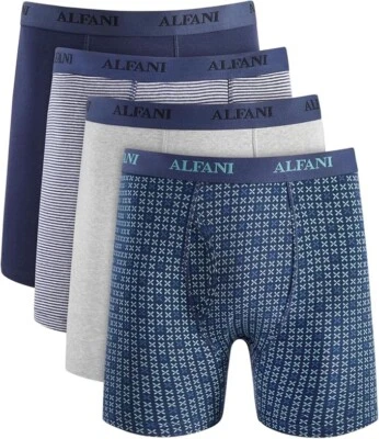 Nuevo en Paquete Combo de 4 Calzoncillos Boxer Alfani 100% Algodón Ropa Interior Azul Marino Para Hombre - Pequeños Foto 1 de 4
