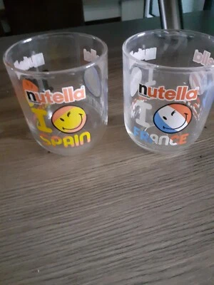2  VERRE GOBELET PUB CHOCOLAT " NUTELLA"   France Usa Spain Germany  - Photo 1/3
