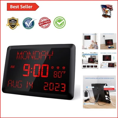 11.5" Large LED Display Digital Clock with Adjustable Brightness & 3 Alarms - Image 1 of 4
