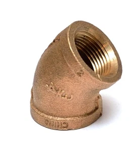 3/4 Npt Female 45 Degree Elbow Brass Fitting Water Oil Gas Fuel Air Propane - Picture 1 of 8