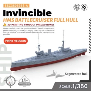 SSMODEL 593S-A 1/350 Military Model Kit HMS Invincible Battlecruiser Full Hull - Bild 1 von 4