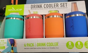 Reduce Drink Cooler Set 14 OZ Vacuum Insulated w/ Built-in Bottle Opener 4PK NEW - Picture 1 of 11