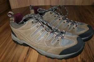 mens hiking boots sz 10.5 shoes low suede brown maroon burgundy ! - Picture 1 of 8