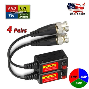 4 pairs Megapixel TVI AHD Passive Video Balun Transceivers Cat5 Cable RJ45 UTP - Picture 1 of 6