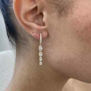 3.00 Ct Lab created Diamond Drop Dangle Bridal Earrings 14k Yellow Gold Plated - Picture 1 of 5