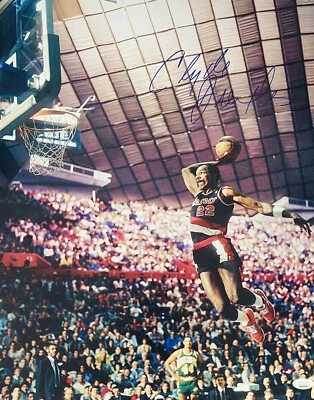 Clyde Drexler Signed Autographed 16x20 Photo JSA Authen Portland Trail Blazers 8 - Image 1 of 2