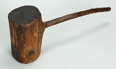 =Antique ea. 19th c. Bushcraft Woodworking Mallet Handcrafted Wooden Trade Tool  - Image 1 of 4