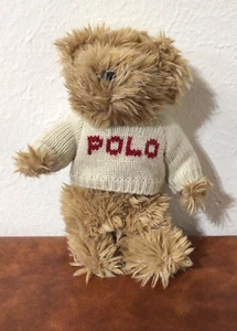 Polo Ralph Lauren Teddybär Plüsch 8 Zoll beige Logo Pullover Stofftier 2002 - Bild 1 von 5