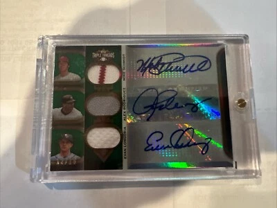 2011 Topps triple threads auto relic combo Schmidt/Rodriguez/Longoria 12/18 - Image 1 of 2