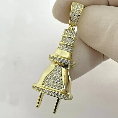 Men's  2.89Ct CERTIFIED D/VVS1 Moissanite Party Wear  "Plug" Pendant 925 Silver Foto 1 de 4