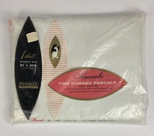 Vintage Penneys Fine Combed Percale Double Bed Flat Sheet 81x 108 All Cotton - Picture 1 of 7