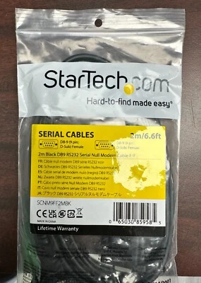 StarTech 2m Black DB9 RS232 Serial Null Modem Cable F/F - Image 1 of 4