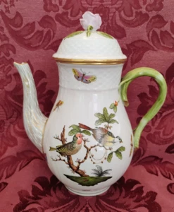 Herend Rothschild Bird (RO) China 1612 Coffee Pot - READ - Picture 1 of 6