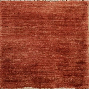 Modern Gabbeh Wool Rust Color Rug Solid Hand-made Carpet 2x2 ft Square - Picture 1 of 10