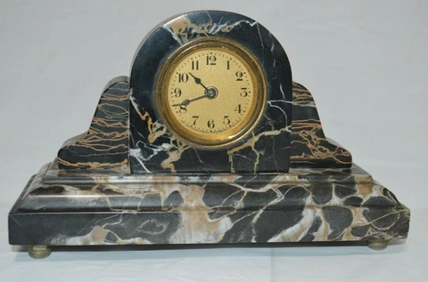 1930's Lux Clock Manufacturing Waterbury Conn. Marble Composite Mantle WORKS! Cover