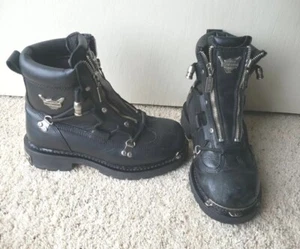 HARLEY DAVIDSON Women’s Black Leather Riding Boots Size 7 1/2 Pre-owned #81680 - Picture 1 of 16