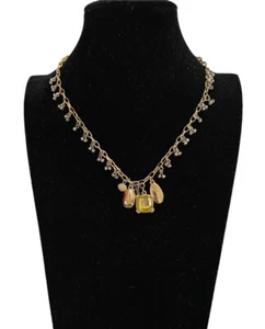 "Collar de oro cuentas vidrio/piedra 13-17"" cadena ajustable bisutería" - Imagen 1 de 7