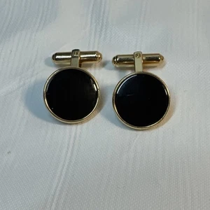 Gemelos Oynx negros vintage de oro amarillo de 12 k 1/20 - Imagen 1 de 4