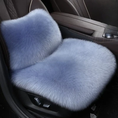 Cojín universal mullido de piel de oveja de lana para asiento delantero de auto suave de lujo Foto 1 de 4