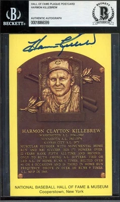 Harmon Killebrew Beckett BAS Signed Gold Hall of Fame Plaque Postcard Autograph - Image 1 of 2