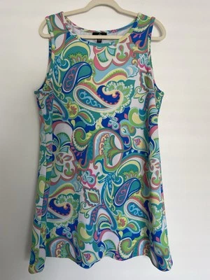 Ronni Nicole Bright Multicolor Paisley Shift Summer Dress Women XXL 2X Beach - Image 1 of 4