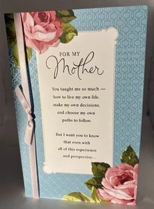 Mother's Day Greeting Card W/Flowers & Purple Bow Design On Front - Picture 1 of 5