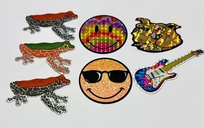 Vintage Prism Vending Sticker Lot 90s Frogs Smiley Faces Bulldog Guitar - Image 1 of 4