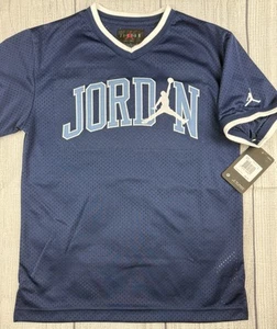 NWT! Jordan Jumpman Mesh Jersey Shirt 957041-U90 Stitched Navy Sz Medium Boy’s - Picture 1 of 10