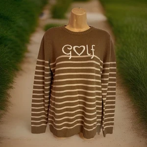 New Sport Haley Golf Striped Sweater Size M Long Sleeves Cotton/Acrylic $110 Tag - Picture 1 of 10