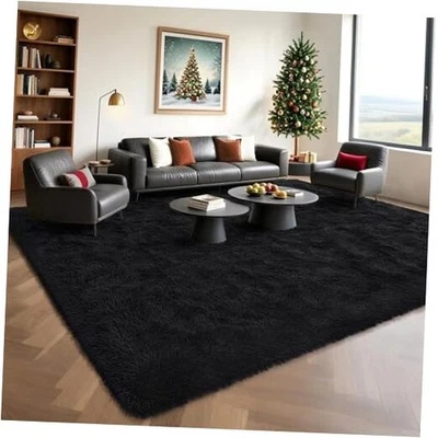 Black Rug for Bedroom 4x6 Furry Carpet for Boys Girls Shaggy Fuzzy Rugs for  - Image 1 of 4