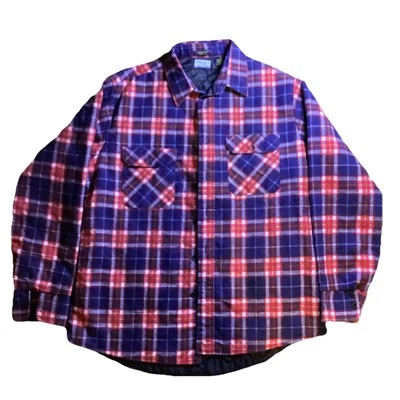 Винтажный Sears поле мастер открытый износ клетку стеганая куртка Perma пресс XL-красный - Изображение 1 из 4