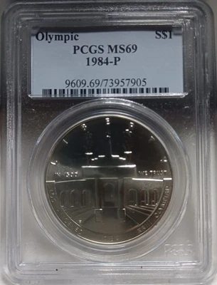 1984-P $1 OLYMPIC COMMEMORATIVE SILVER DOLLAR. PCGS MS69. -SL0169 - Image 1 of 4