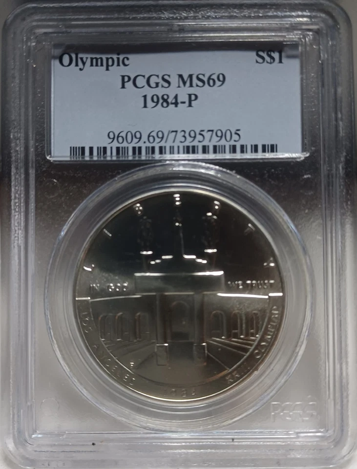 1984-P $1 OLYMPIC COMMEMORATIVE SILVER DOLLAR. PCGS MS69. -SL0169 - Image 1 of 4
