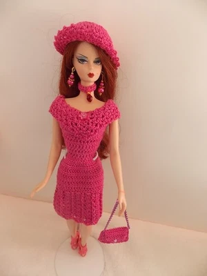Handmade Crochet OOAK outfit dress and accesories for Silkstone, Barbie, Vintage - Image 1 of 4