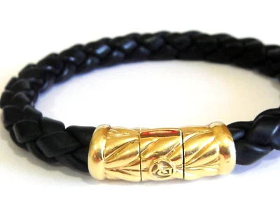 PULSERA DAVID YURMAN CUERO CHEVRON ORO 18K PARA HOMBRE. Foto 1 de 4