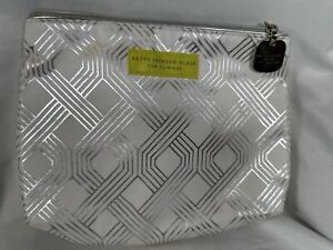 WHITE SILVER BETTY JACKSON BLACK CLINIQUE MAKE UP CLUTCH BAG COSMETIC PURSE
