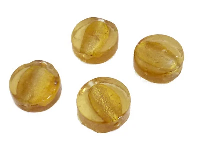 Glasperlen Disc 13 mm altgold Silberfolie Lampwork 12 Perlen nenad-design AN161 - Bild 1 von 4