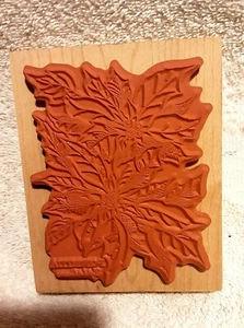PSX K784 Poinsettia Rubber Stamp Botanical Christmas Card making 1999 Craft  - Picture 1 of 12