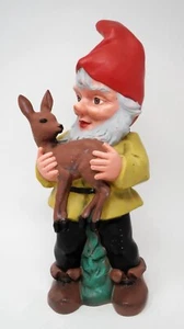 Heissner 13" Gnome Holding Deer Vintage West Germany Plastic #733 Garden - Picture 1 of 8